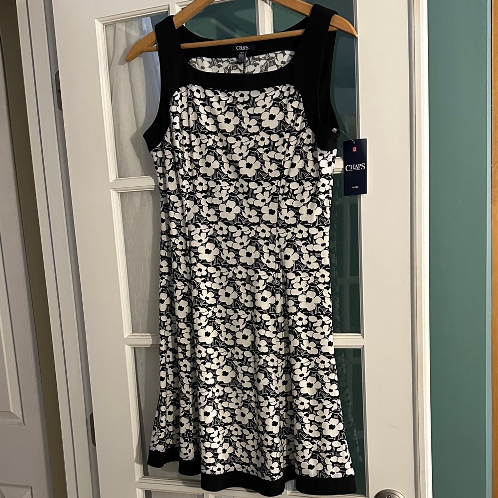 Chaps Black & White Floral Mini Dress